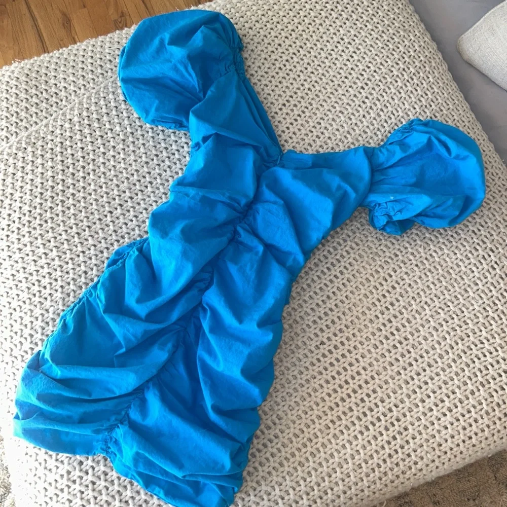 🦋Vibrant Blue Feminine Scrunch Dress Women’s Small NWOT - Picture 2 of 5